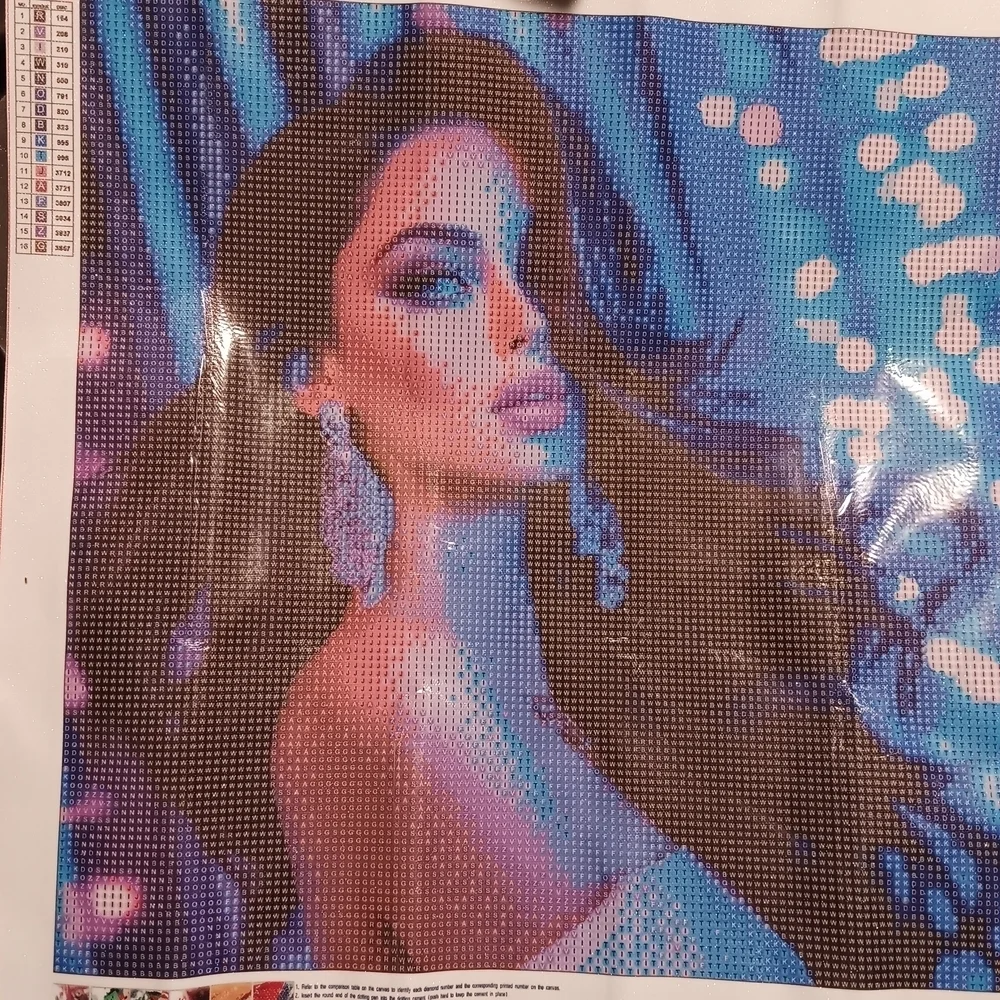 Deep Blue Dark Brown Hair Sexy Woman Diamond Art Painting Kit 40x40
